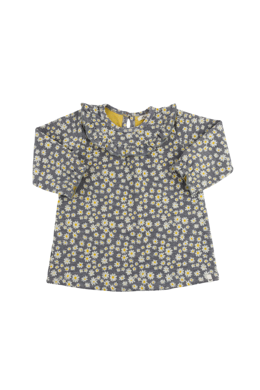 oh baby! - TG - Double Knit Dress - Pucker Mini Daisies - Heather Gray