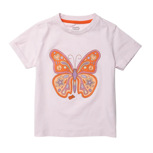 MON COEUR - TG - RECYCLED COTTON BUTTERFLY T-SHIRT - LILAC SNOW