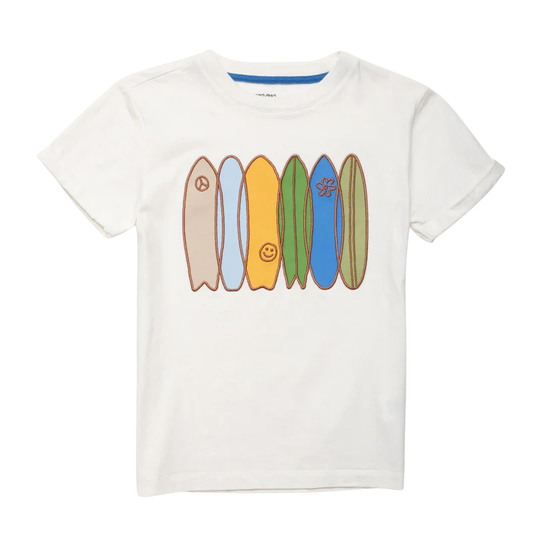 MON COEUR - TB - RECYCLED COTTON SURF'S UP T-SHIRT - ANTIQUE WHITE