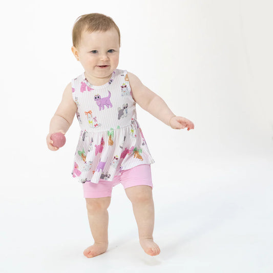 ANGEL DEAR - BBY - PEPLUM TANK TOP AND BIKE SHORT - FANCY DOGS