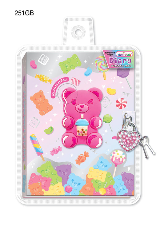 HOT FOCUS - T&B - DIARY WITH LOCK AND KEYS - GUMMY BEAR