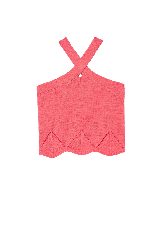 MAYORAL - BG - KNIT HALTER TOP W TIES - CORAL
