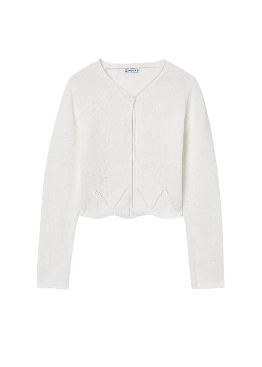 MAYORAL - BG - KNIT CARDIGAN WITH RIBBON TIES - BONE