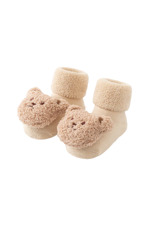 Little Trendy - BBY - Terry Plush Bear Socks - Off White