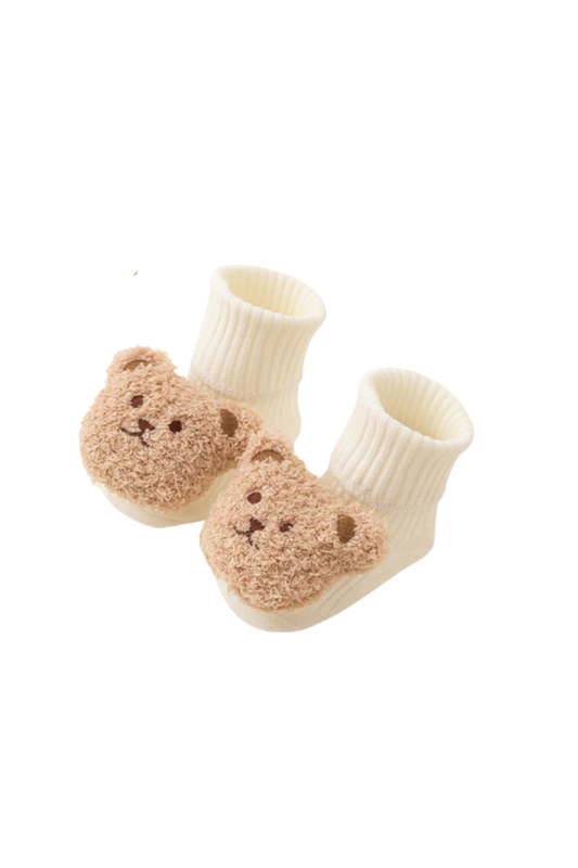 Little Trendy - BBY - Terry Plush Bear Socks - White