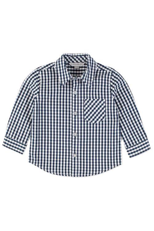 Dark Navy Gingham Button Down Shirt