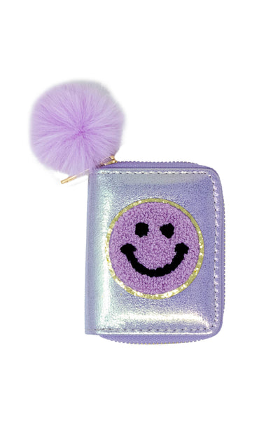Shiny Happy Face Smile Wallet: Purple