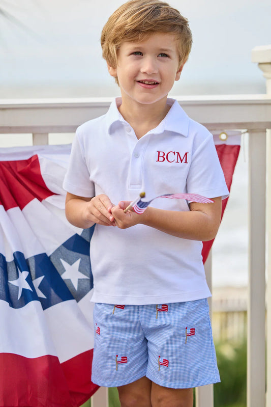 LITTLE ENGLISH - TB - EMBROIDERED BASIC SHORT - FLAGS