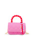 Pearl Handle Message Charm Handbag: Pink