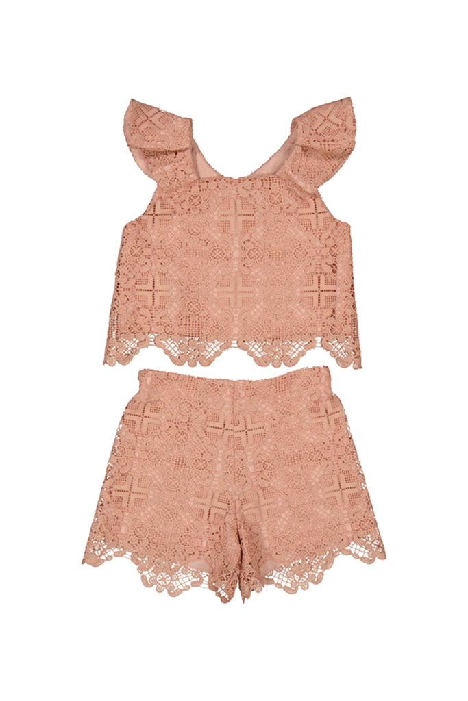 Salmon Crochet Short Set