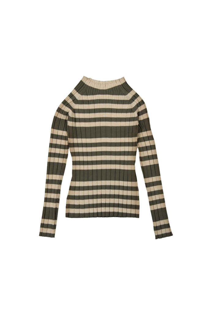 Mockneck Hunter Green Stripe Turtleneck