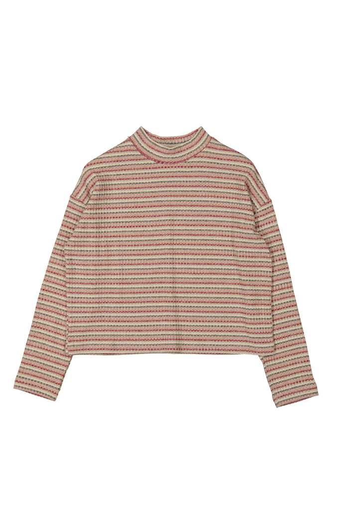 Striped Mockneck Sweater Blush/Rose