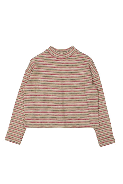 Striped Mockneck Sweater Blush/Rose