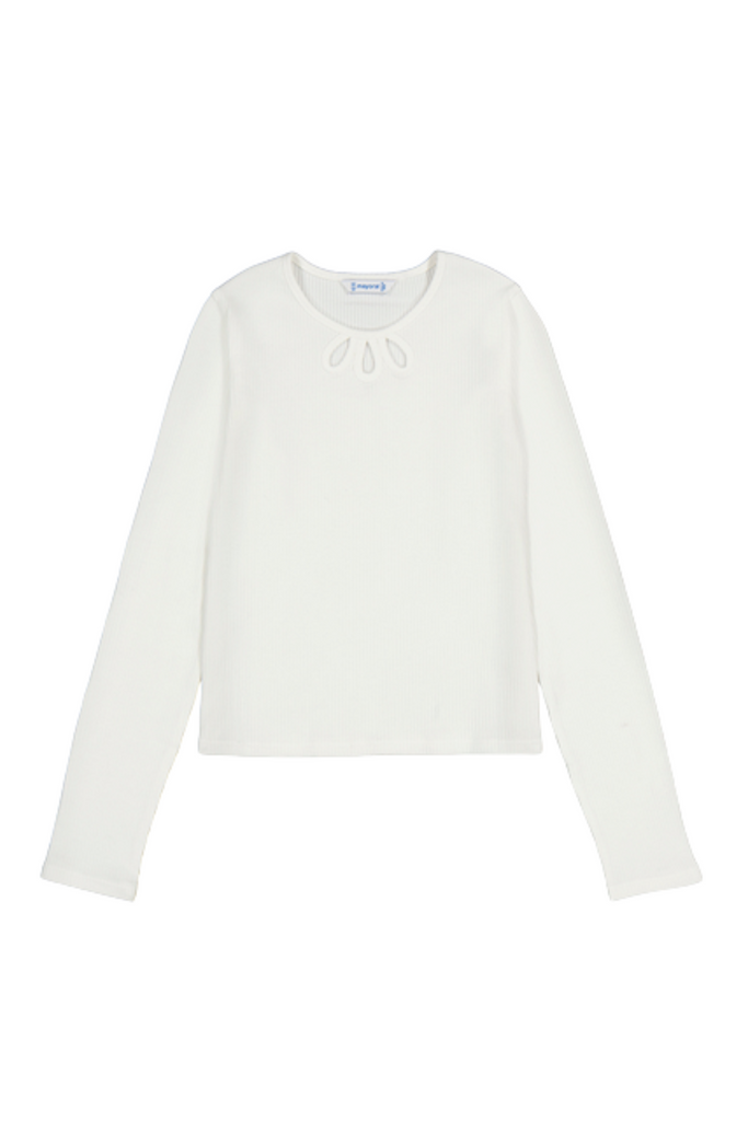 Cream Long-Sleeve Ribbed Shirt
