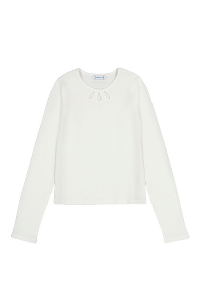 Cream Long-Sleeve Ribbed Shirt