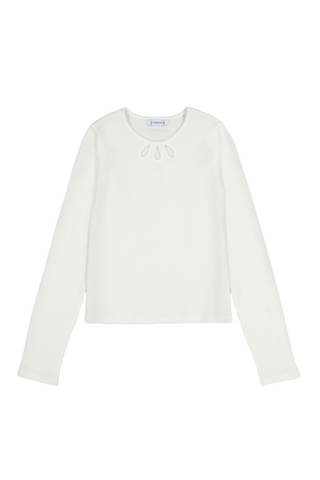 Cream Long-Sleeve Ribbed Shirt