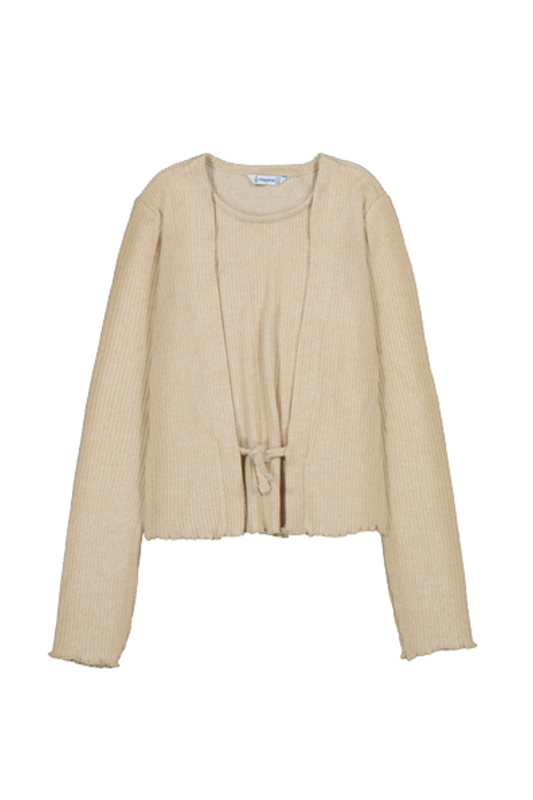 Sesame Ribbed Knit Top