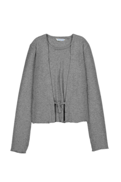 Silver Ribbed Knit Top