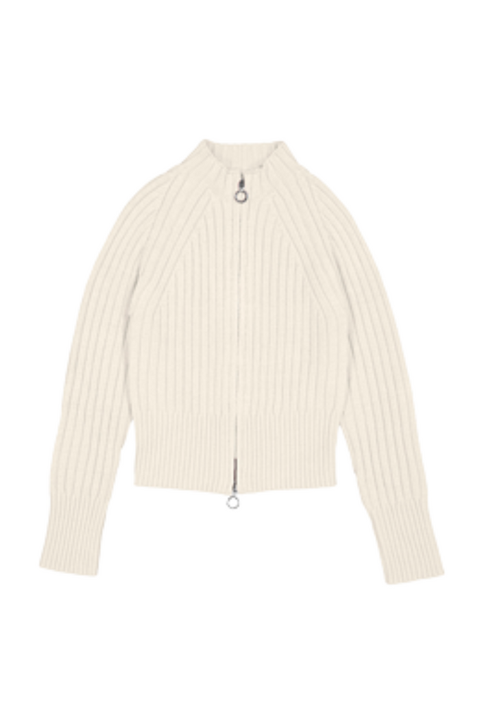 Sand Zip-Up Knit Pullover