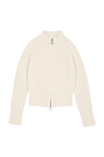 Sand Zip-Up Knit Pullover