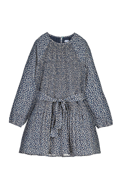 Pleated Printed Dress Petroleum