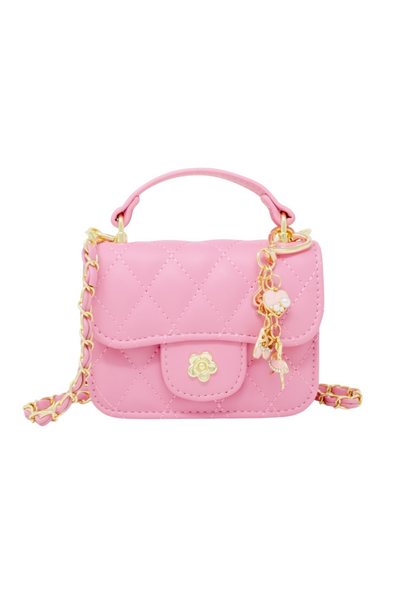 Tiny Quilted Ballet Charm Handbag: Pink