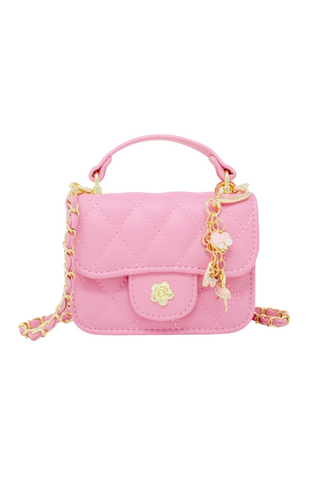 Tiny Quilted Ballet Charm Handbag: Pink