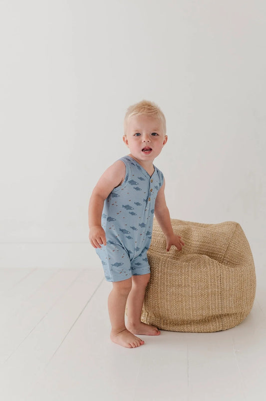 BABYSPROUTS - BBY - BOY'S SLEEVELESS ROMPER - FISH