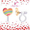 Clip On Cutie Earrings - Rainbow Heart