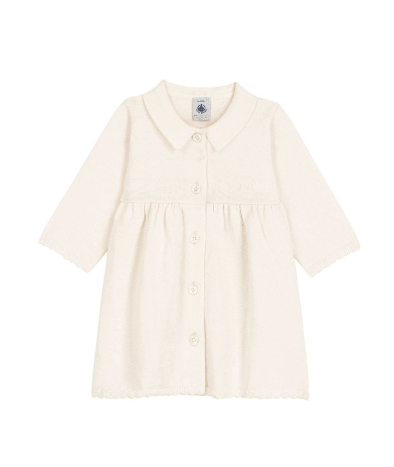 Petit Bateau baby girl knit dress off white