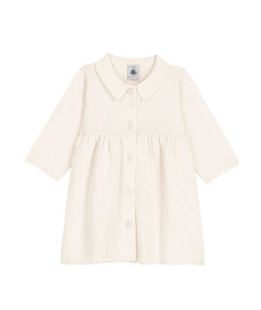 Petit Bateau baby girl knit dress off white