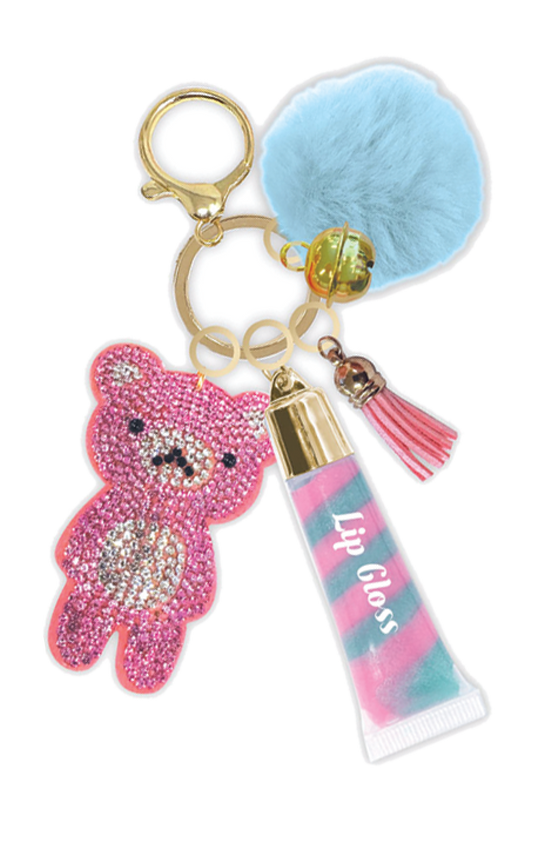 HOT FOCUS - ACC - TRENDY LIP GLOSS WITH KEYCHAIN - GUMMY BEAR