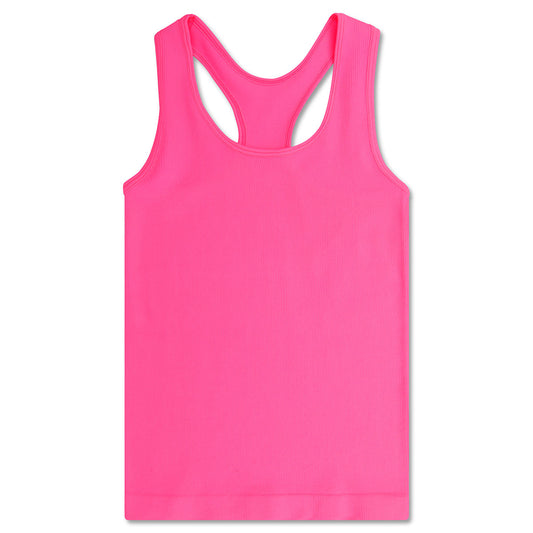 ISCREAM - BG - BRIGHT PINK RIBBED RACERBACK TANK TOP - BRIGHT PINK