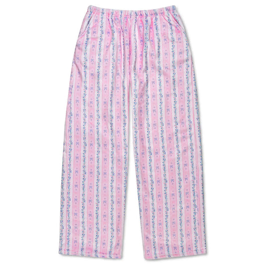 ISCREAM - TG - FLORAL STRIPES PLUSH PANTS - PINK