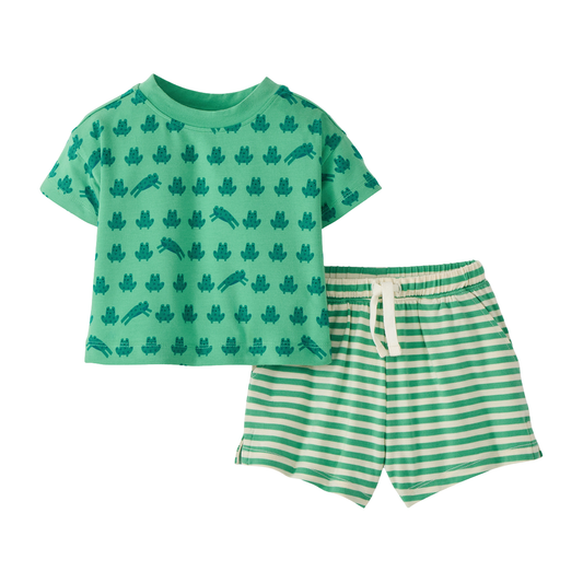 HANNA ANDERSSON - BBY - TEE & SHORT SET IN HANNASOFT - MINI RIBBIT