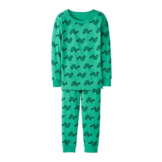 HANNA ANDERSSON - TB - KIDS LONG JOHN PAJAMA SET IN HANNASOFT STRETCH™ - TURTLES ON GREEN