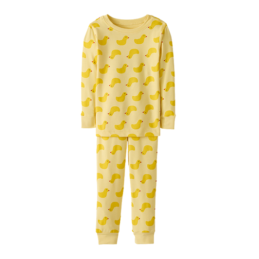 HANNA ANDERSSON - TG - KIDS LONG JOHN PAJAMA SET IN HANNASOFT STRETCH™ - YELLOW DUCKS ON LIGHT YELLOW
