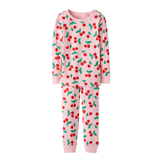 HANNA ANDERSSON - BBY - KIDS LONG JOHN PAJAMA SET IN HANNASOFT STRETCH™ - CHERRIES ON LIGHT PINK