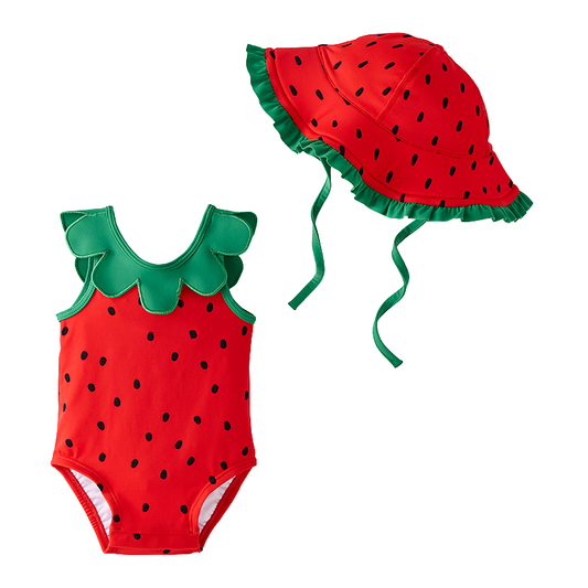 HANNA ANDERSSON - BBY - BABY GIRL NOVELTY SWIMSUIT - SUPER STRAWBERRIES