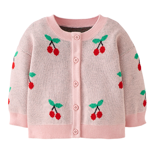 HANNA ANDERSSON - TG - NOVELTY CARDIGAN - CHERRIES ON LIGHT PINK