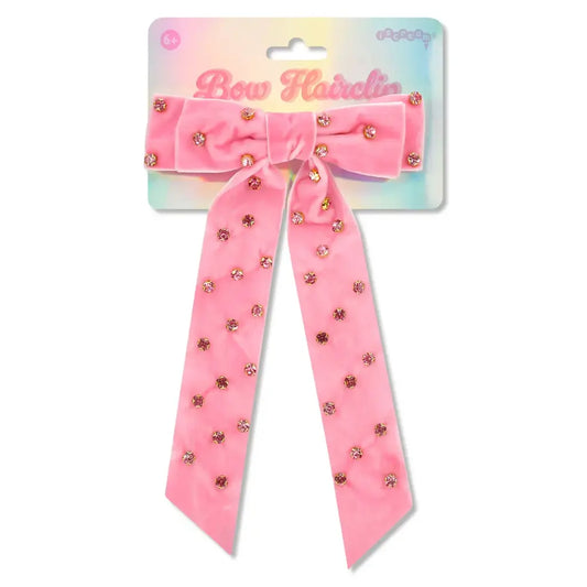 ISCREAM - ACC - PINK RHINESTONE BOW HAIR CLIP