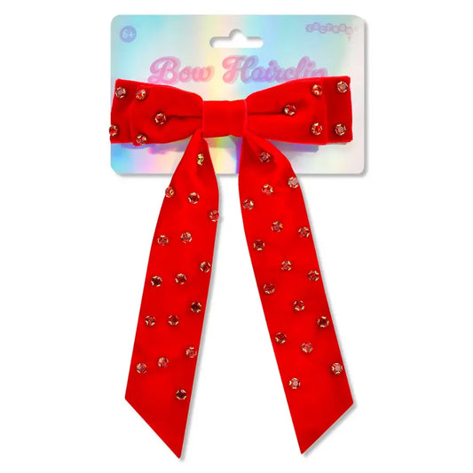 ISCREAM - ACC - RED RHINESTONE BOW HAIR CLIP