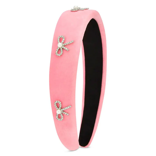 ISCREAM - ACC - RHINESTONE BOWS PINK HEADBAND