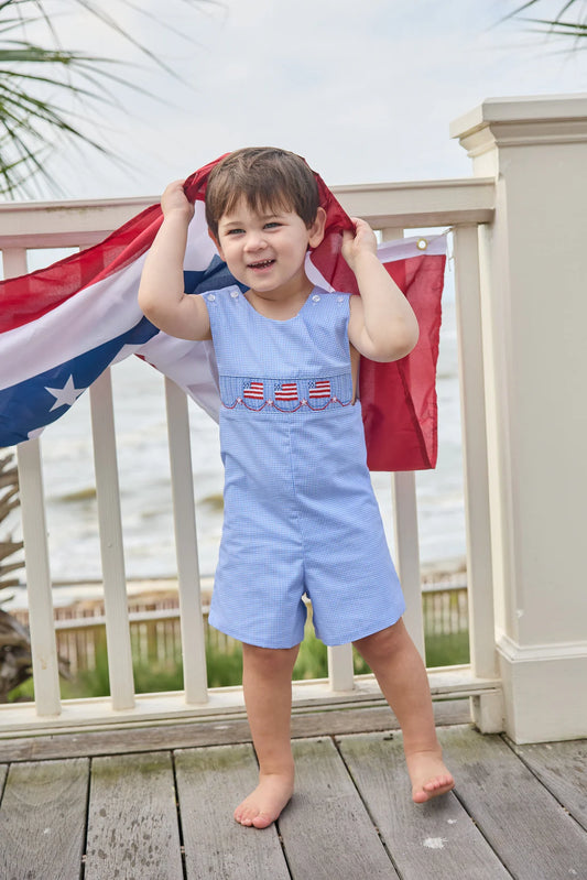 LITTLE ENGLISH - BBY - SMOCKED SHORTALL - FLAGS