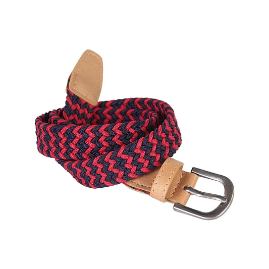 PEPPERCORN KIDS - ACC - BOYS STRETCHY CORD LEATHER BELT - NAVY/RED