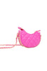 Girls Tiny Quilted Chain Wrapped Hobo Bag: Hot Pink