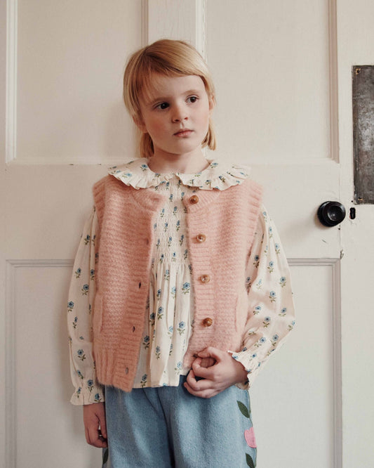ÉMILE ET IDA - TG - CARDIGAN SANS MANCHES - ROSE PASTEL