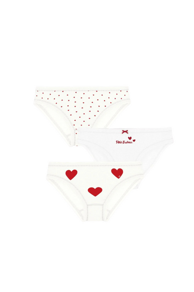 Petit Bateau - 3 Piece Heart Print Underwear