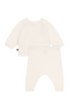 Petit Bateau - White and Red Hearts 2PC Knit Baby Sweater and Pants Set