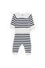 Petit Bateau - White and Navy 2PC Knit Baby Sweater and Pants Set